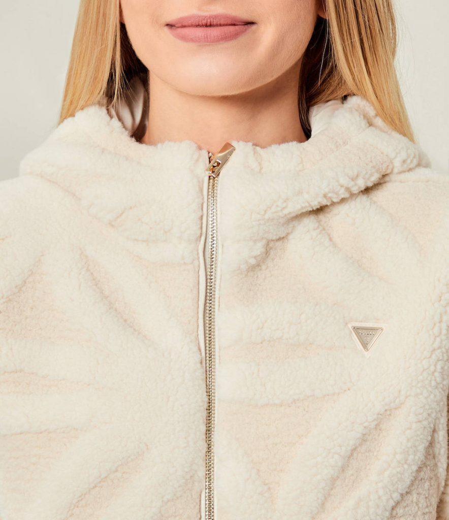 GUESS Jacquard Kadın Aktif Bomber Ceket V5BL09W0120 - Beyaz