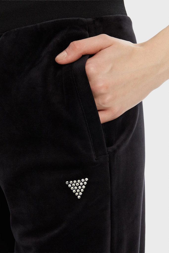 GUESS Straight kadife eşofman altı V3BB26K0232 - Siyah