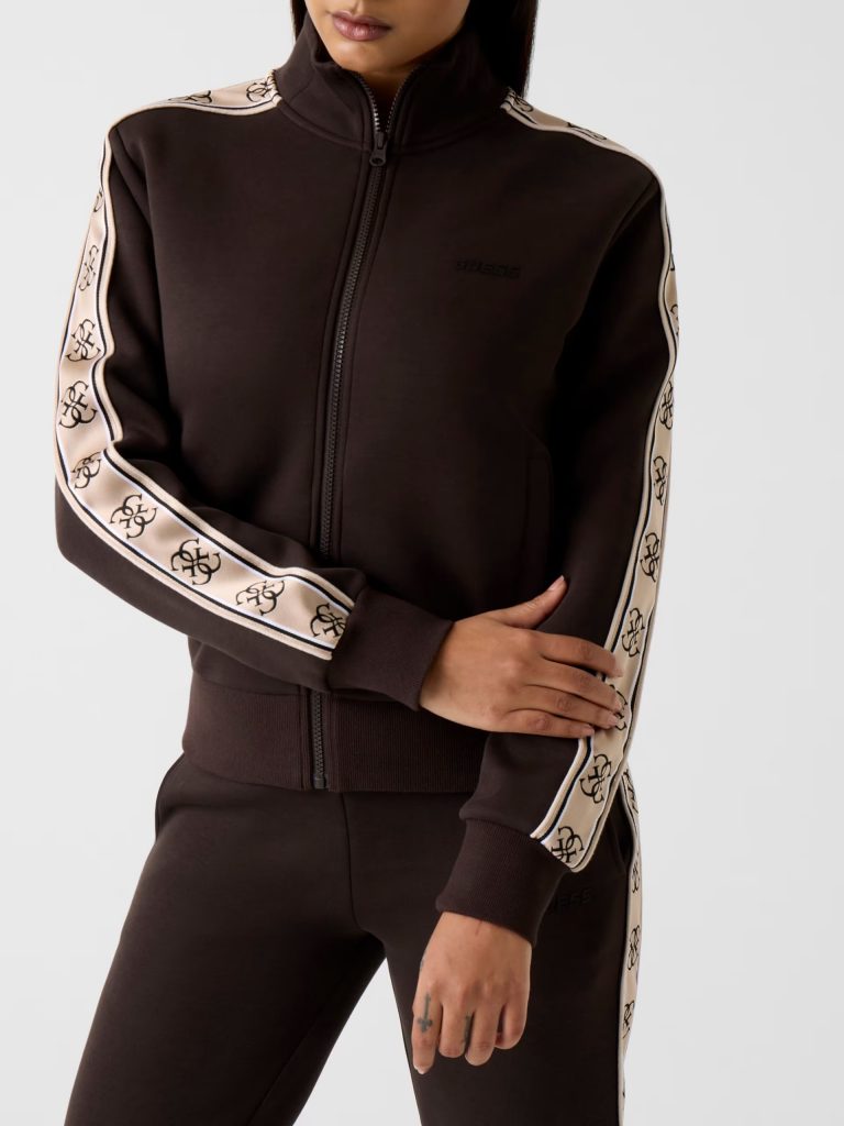 GUESS Yan Şerit Logolu Sweatshirt V2YQ16KB3P2 - kahve