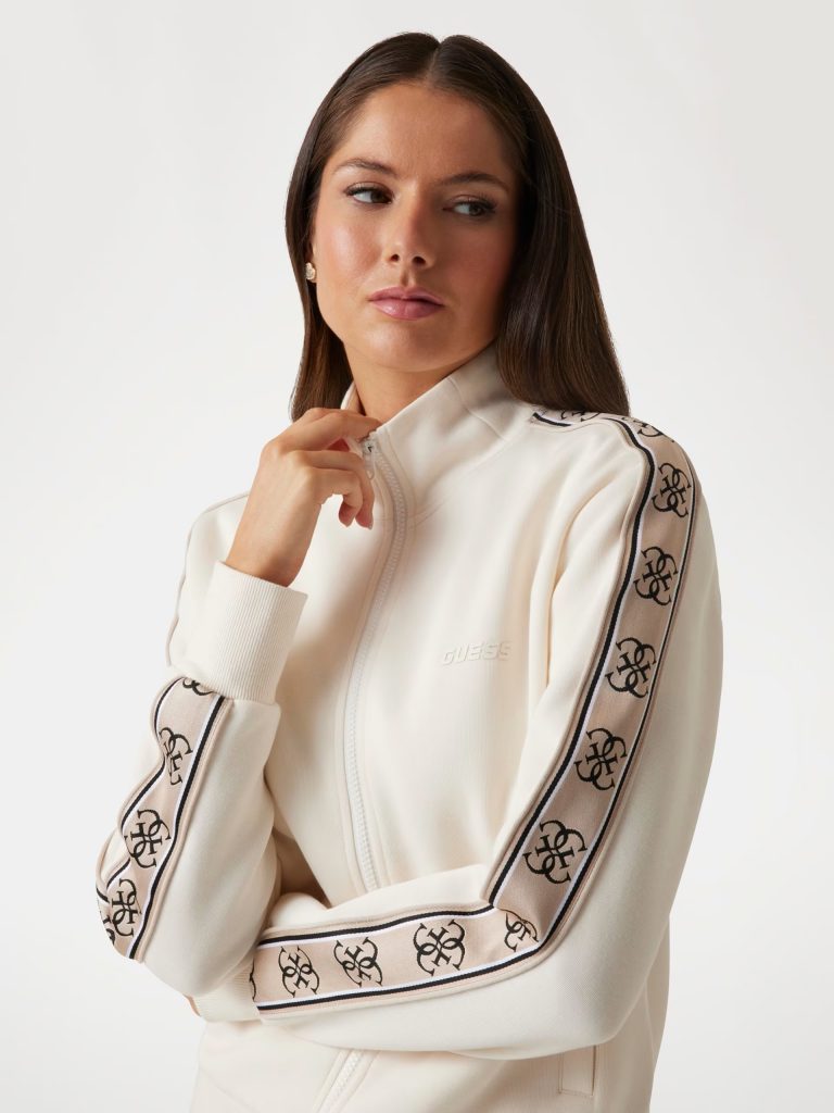 GUESS Yan Şerit Logolu Sweatshirt V2YQ16KB3P2 - KREM