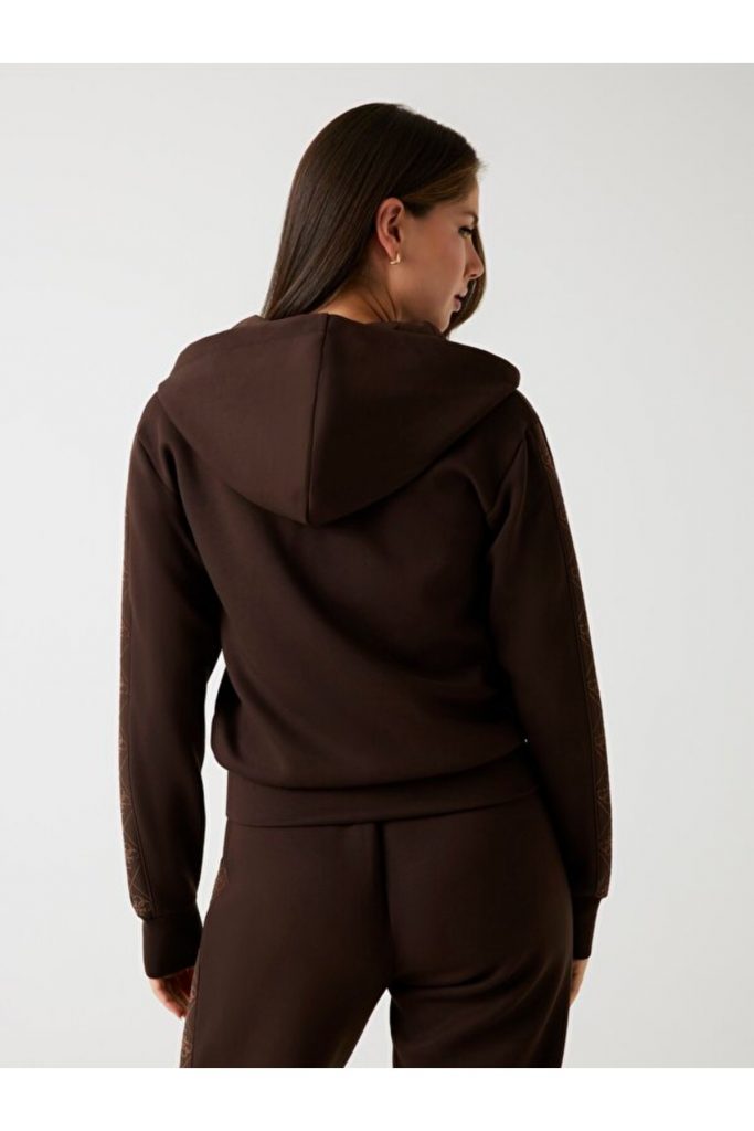 GUESS Tam Fermuarlı Dalış Kumaşlı Kapüşonlu Sweat W5YQ05KBYE2