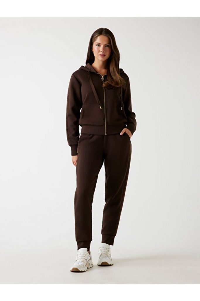 GUESS Tam Fermuarlı Dalış Kumaşlı Kapüşonlu Sweat W5YQ05KBYE2