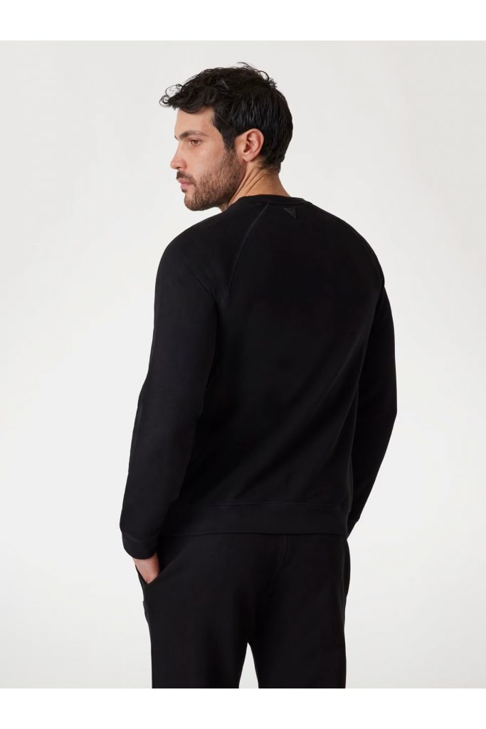 GUESS Yuvarlak Yaka Erkek ön logosu Sweatshirt Z4YQ16KAIJ1 - Siyah