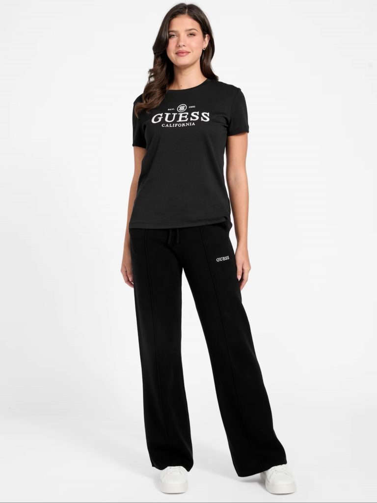 GUESS Nakışlı Logolu Tişört  V6RI06KD741 - Siyah