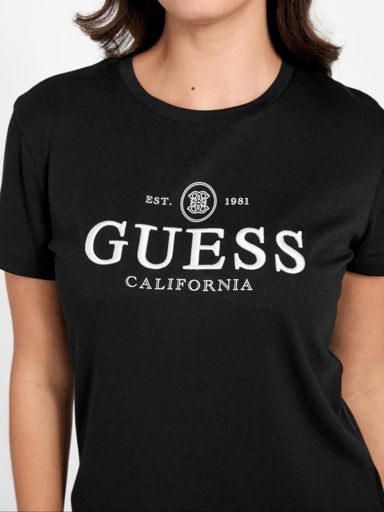 GUESS Nakışlı Logolu Tişört  V6RI06KD741 - Siyah
