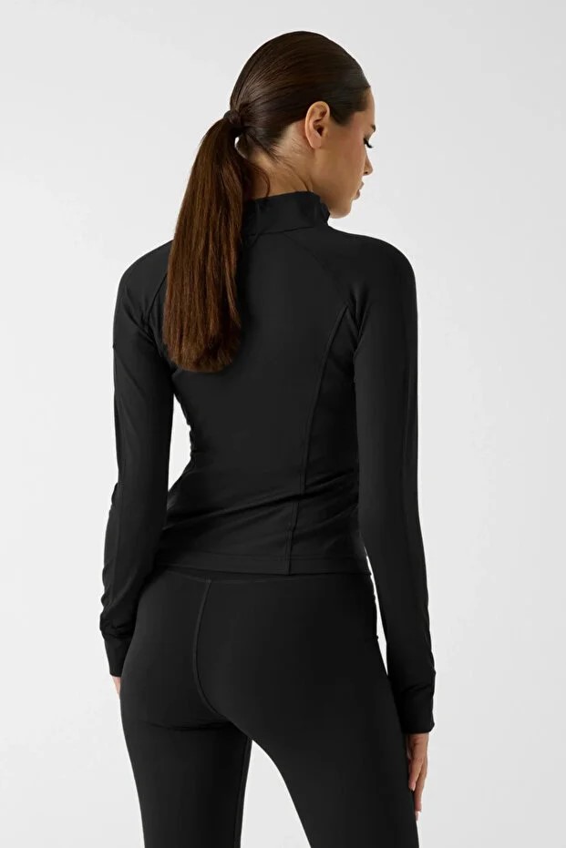 Guess Margot Uzun Kollu Fermuarlı Aktif Kadın Sweatshırt V6RP15KD952 - Siyah