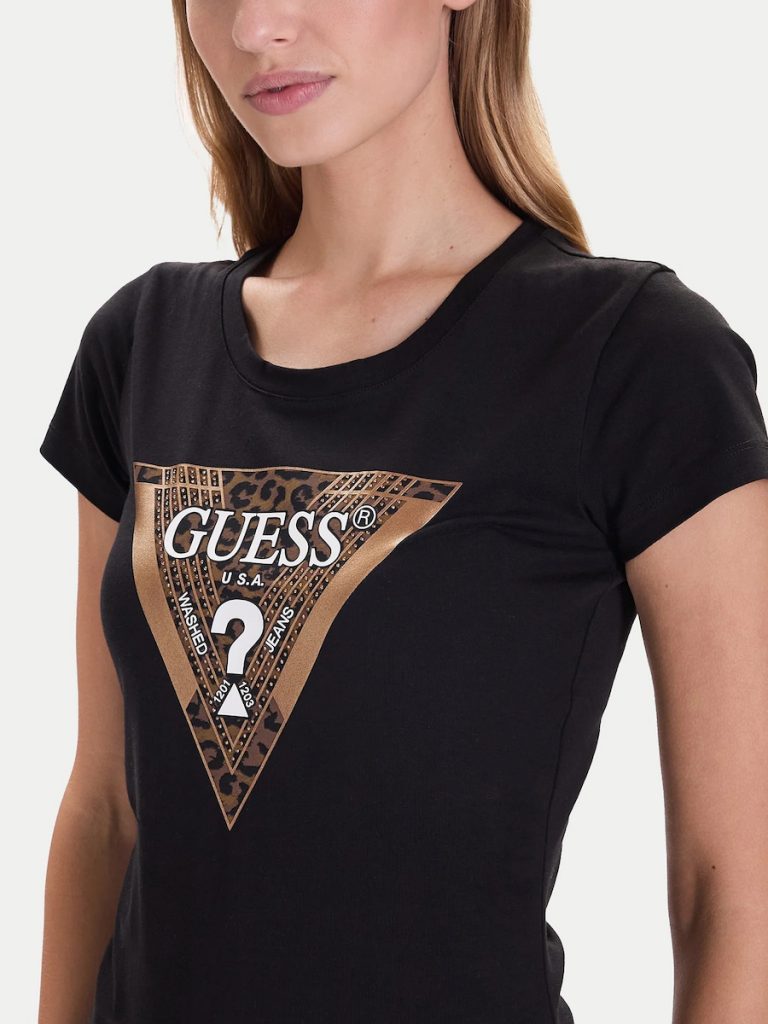 GUESS  Leo Kadın Siyah Slim Fit T-Shirt W5BI28J1314 - Siyah