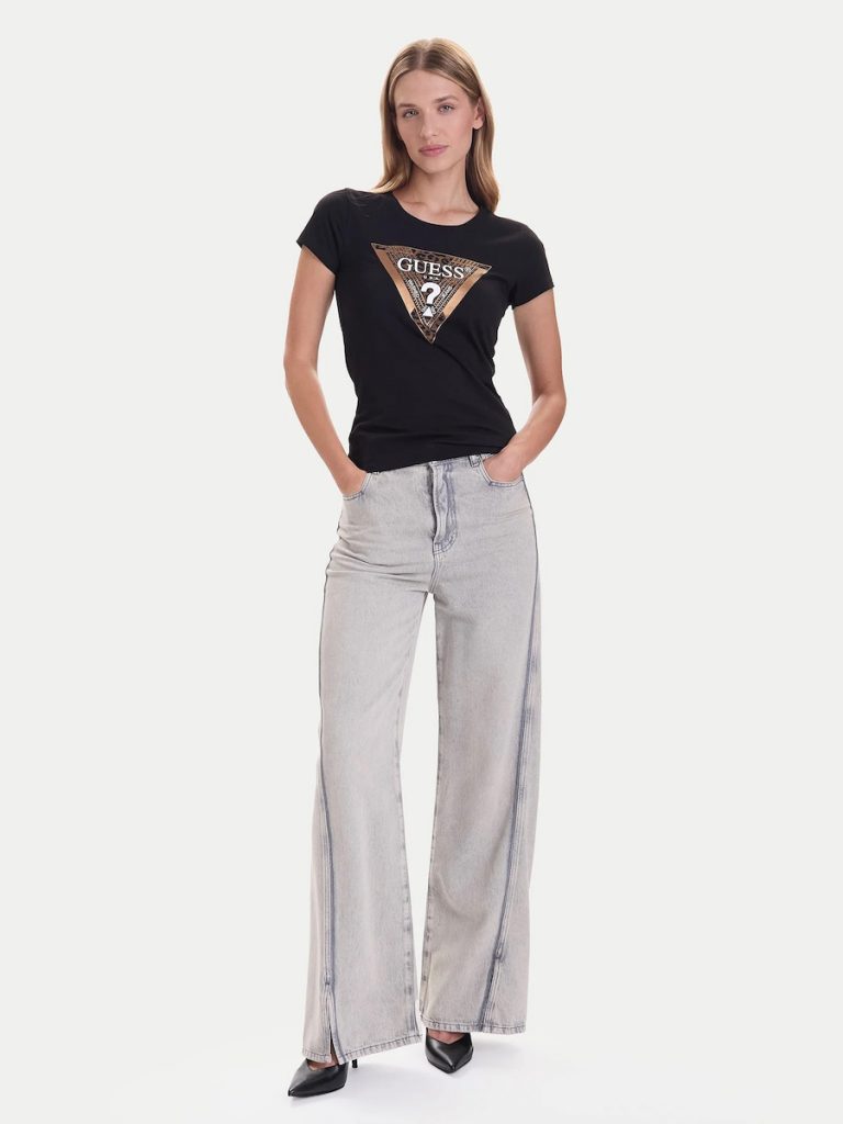 GUESS  Leo Kadın Siyah Slim Fit T-Shirt W5BI28J1314 - Siyah