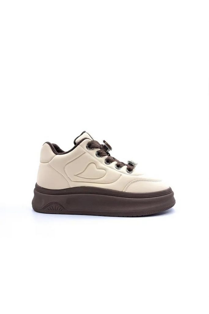 GUJA Hakiki Deri Kalın Taban Spor Ayakkabı 25K421 - kahve