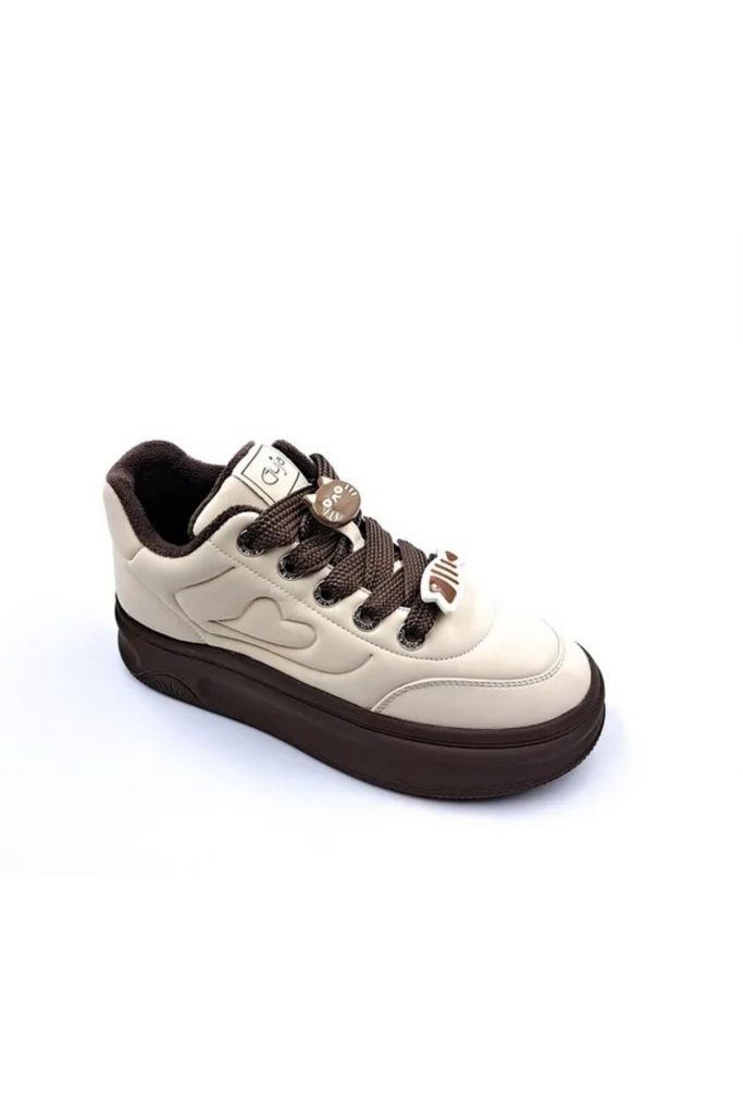 GUJA Hakiki Deri Kalın Taban Spor Ayakkabı 25K421 - kahve