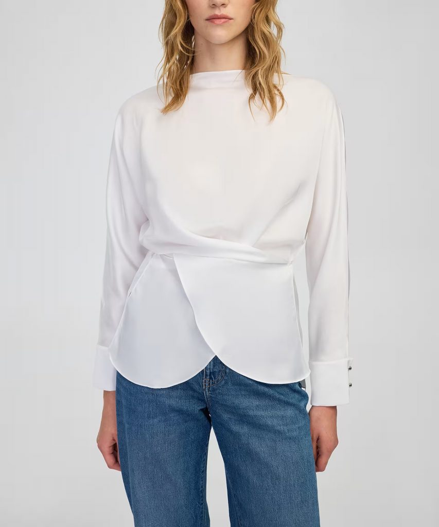 İPEKYOL Bağlamalı kayık yaka bluz IW6250006092 - Beyaz
