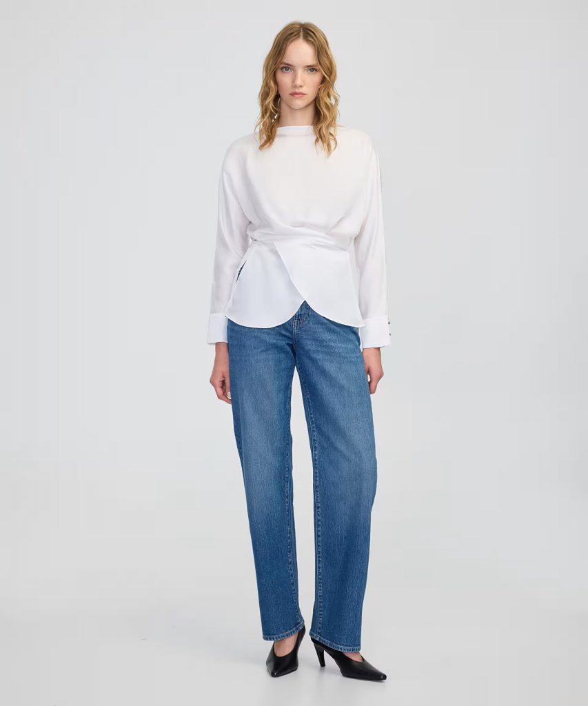 İPEKYOL Bağlamalı kayık yaka bluz IW6250006092 - Beyaz