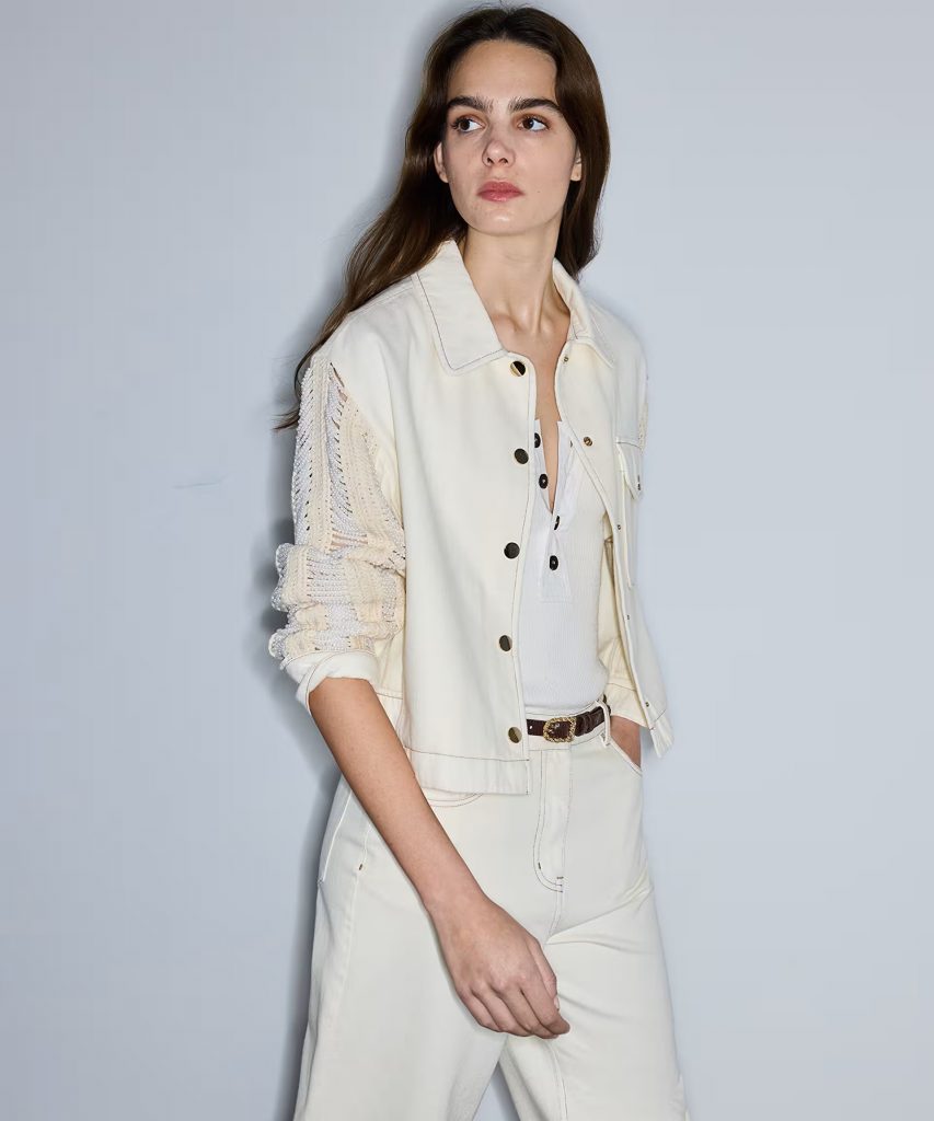 İPEKYOL Suni inci aksesuarlı kroşe mix ceket IS1260005062