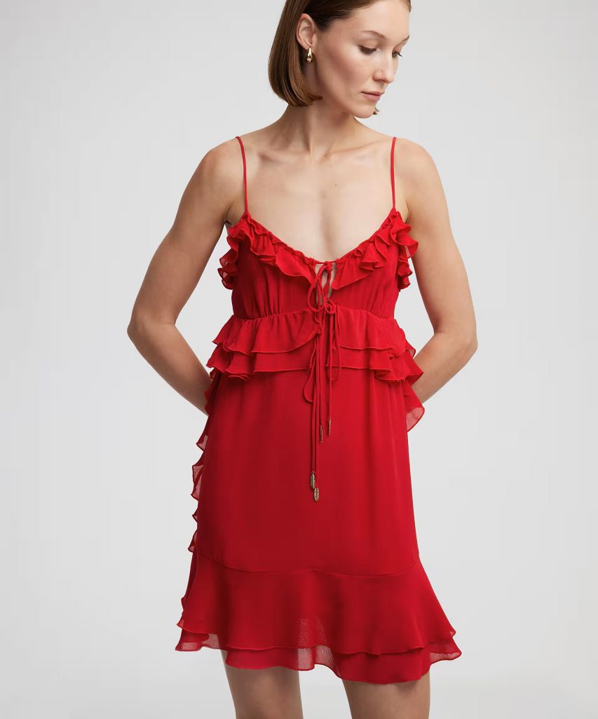 İPEKYOL Fırfırlı Mini Elbise IS1250002355