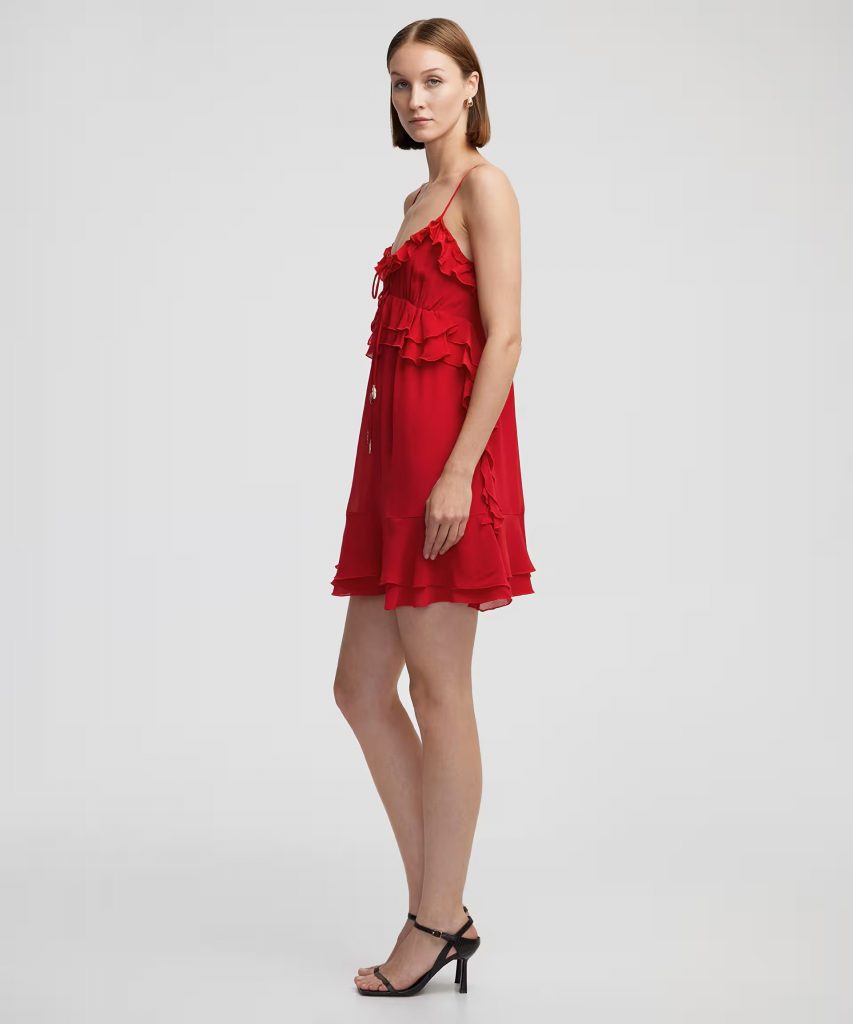 İPEKYOL Fırfırlı Mini Elbise IS1250002355 - visne