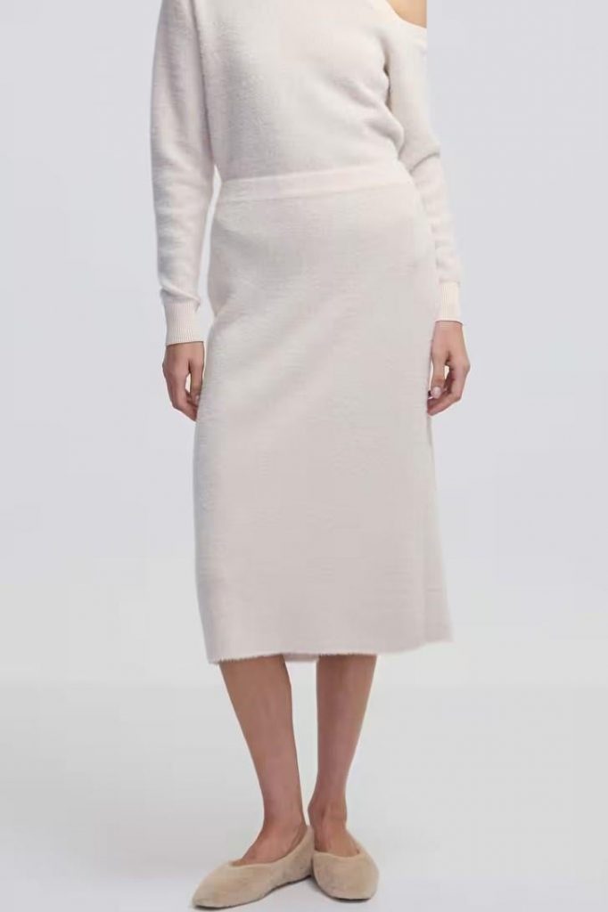 İPEKYOL Parlak İplikli Midi Etek IW6240004131 - EKRU