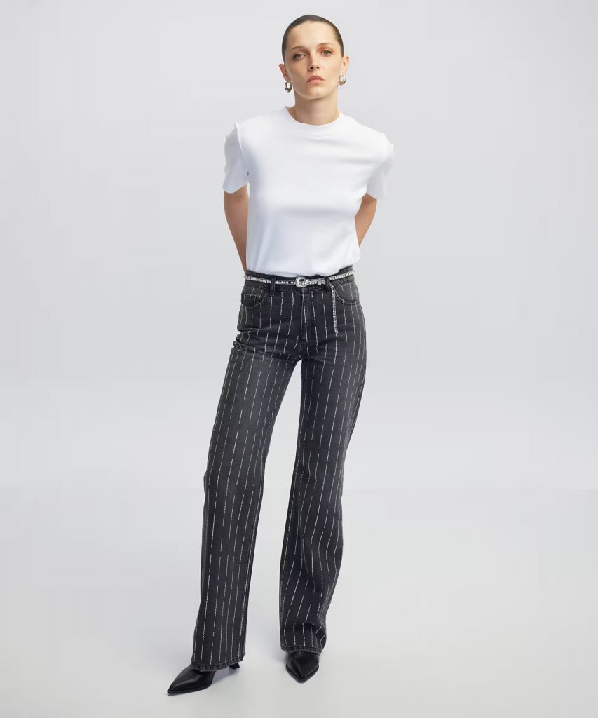 İPEKYOL Hotfix baskılı wide leg fit jean pantolon IW6250018014