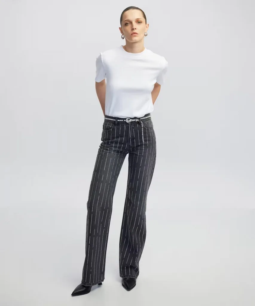 İPEKYOL Hotfix baskılı wide leg fit jean pantolon IW6250018014