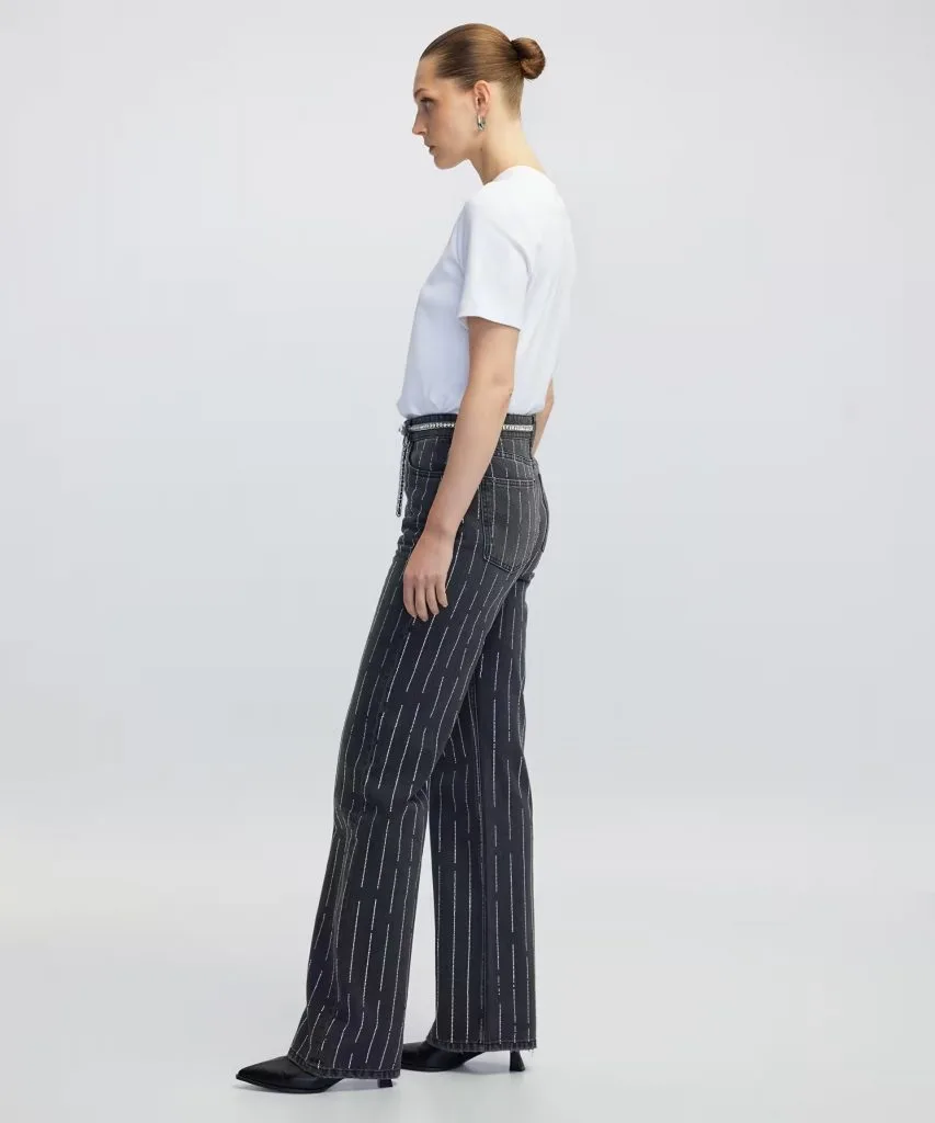 İPEKYOL Hotfix baskılı wide leg fit jean pantolon IW6250018014