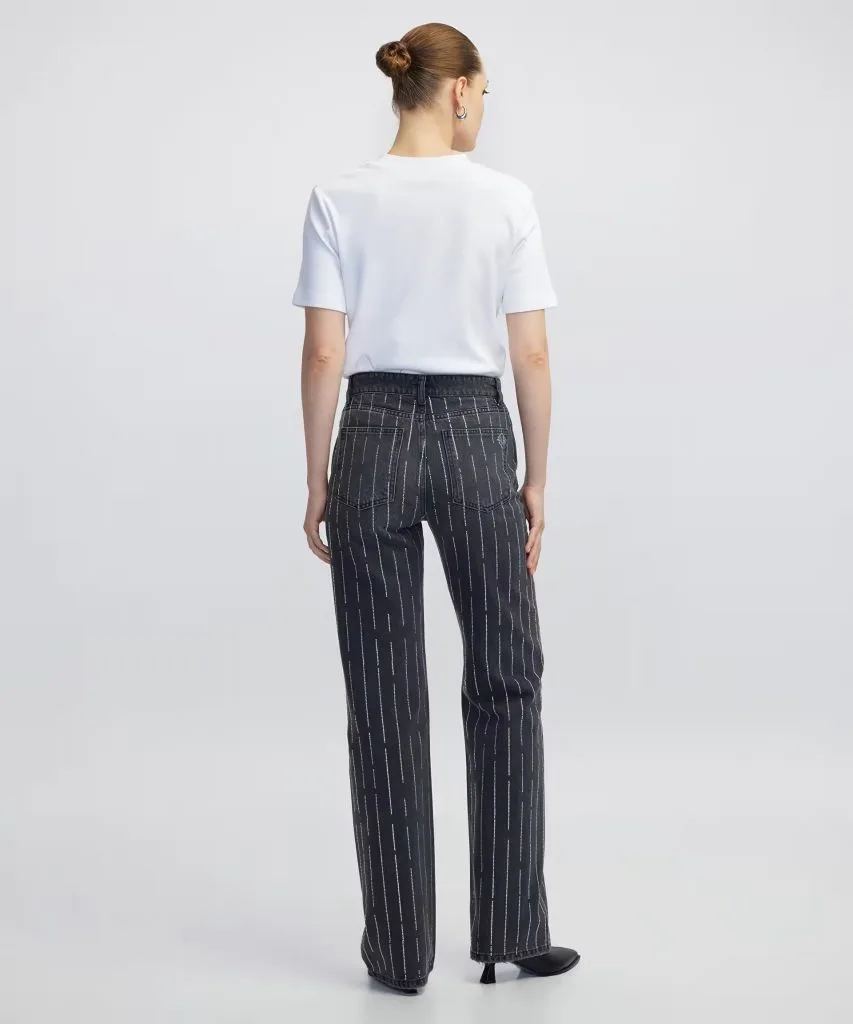 İPEKYOL Hotfix baskılı wide leg fit jean pantolon IW6250018014