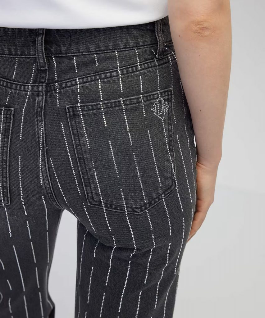 İPEKYOL Hotfix baskılı wide leg fit jean pantolon IW6250018014