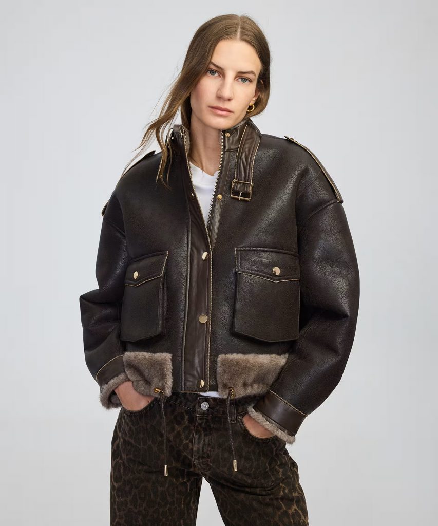 İPEKYOL Zincir Biyeli Suni Kürk Ve Deri Mix Mont IW6250012089