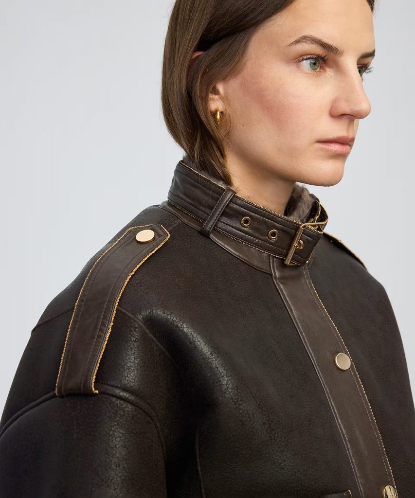 İPEKYOL Zincir Biyeli Suni Kürk Ve Deri Mix Mont IW6250012089