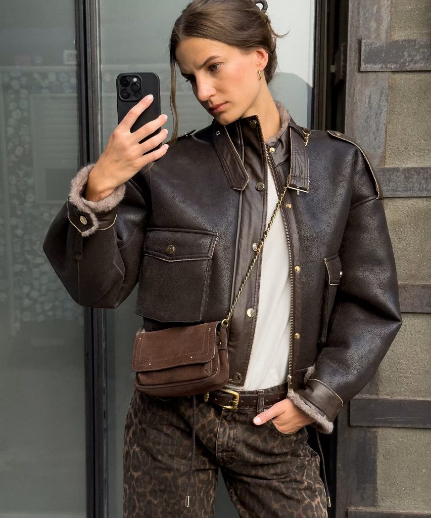 İPEKYOL Zincir Biyeli Suni Kürk Ve Deri Mix Mont IW6250012089 - MÜRDÜM