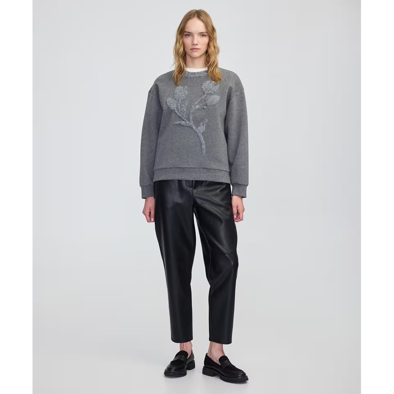 İPEKYOL 3 Boyutlu Çiçekli Kadın Sweatshirt IW6250091048 - GRİ