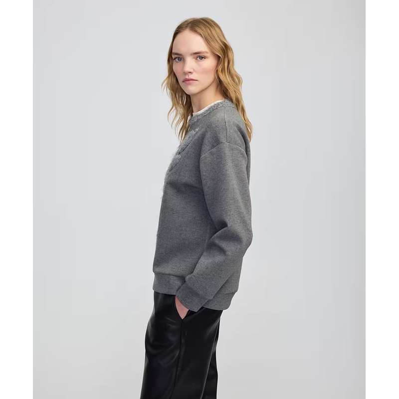 İPEKYOL 3 Boyutlu Çiçekli Kadın Sweatshirt IW6250091048 - GRİ