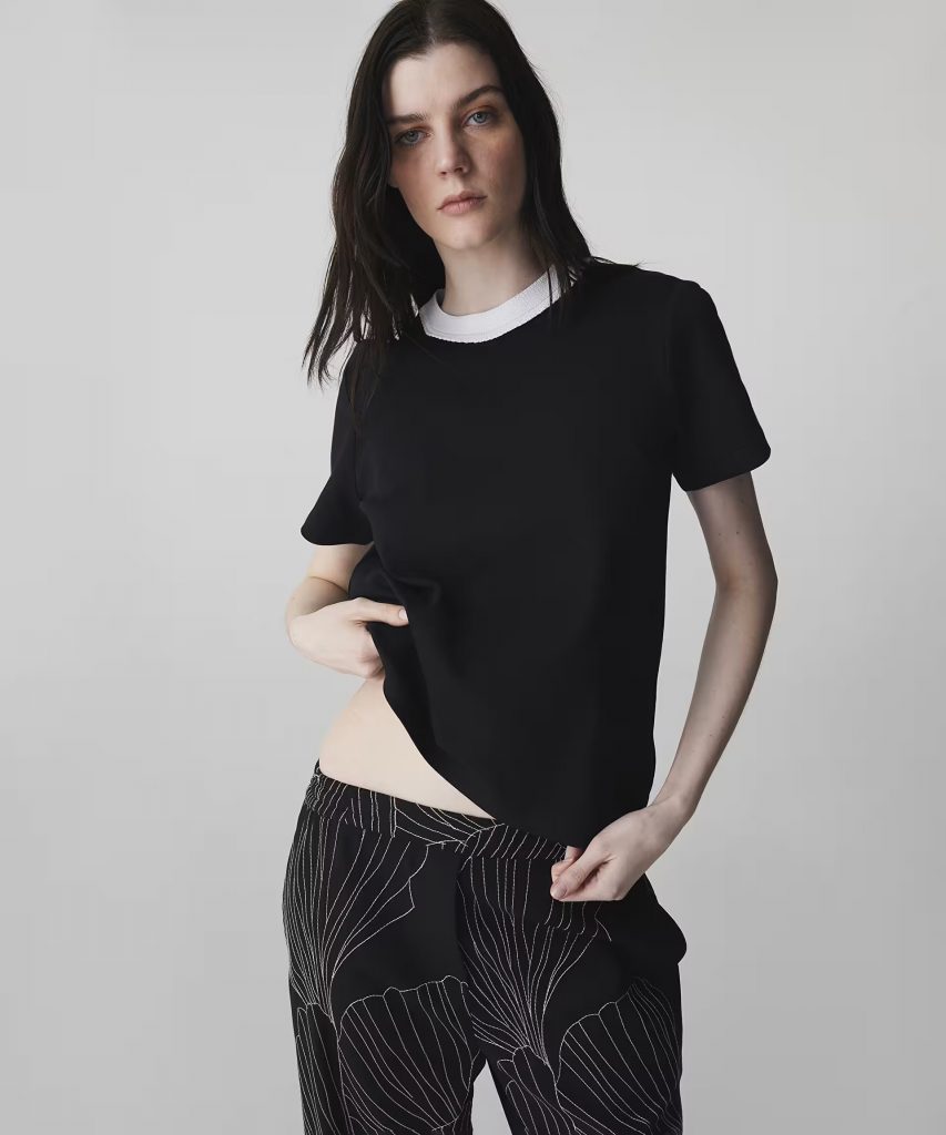 İPEKYOL Kontrast yaka tişört IS1260070106 - Siyah