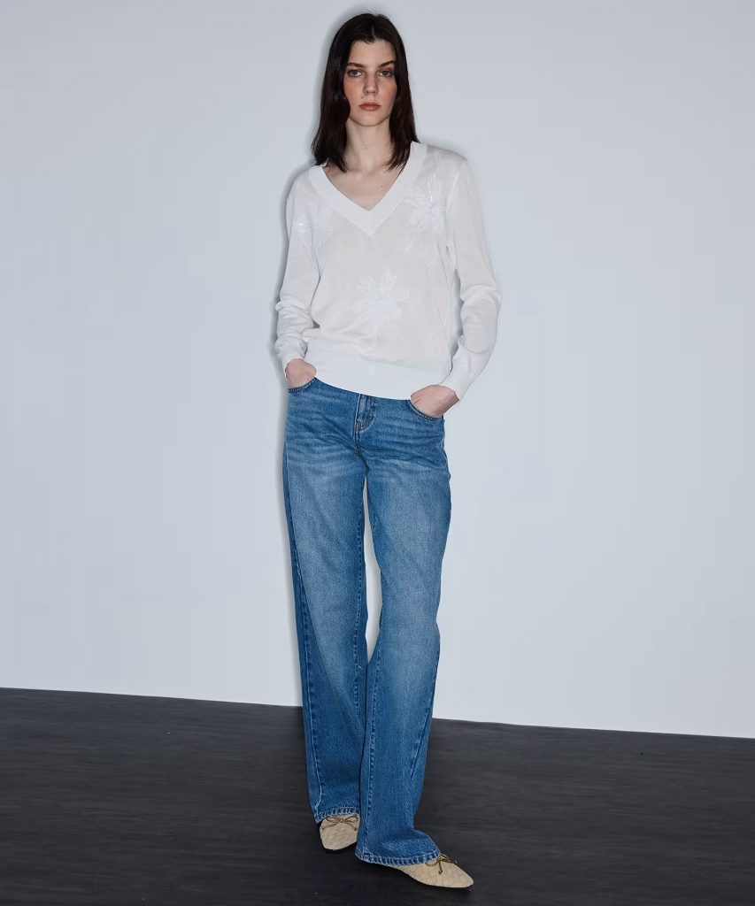 İPEKYOL Çiçek motifli triko IS1260050072 - EKRU