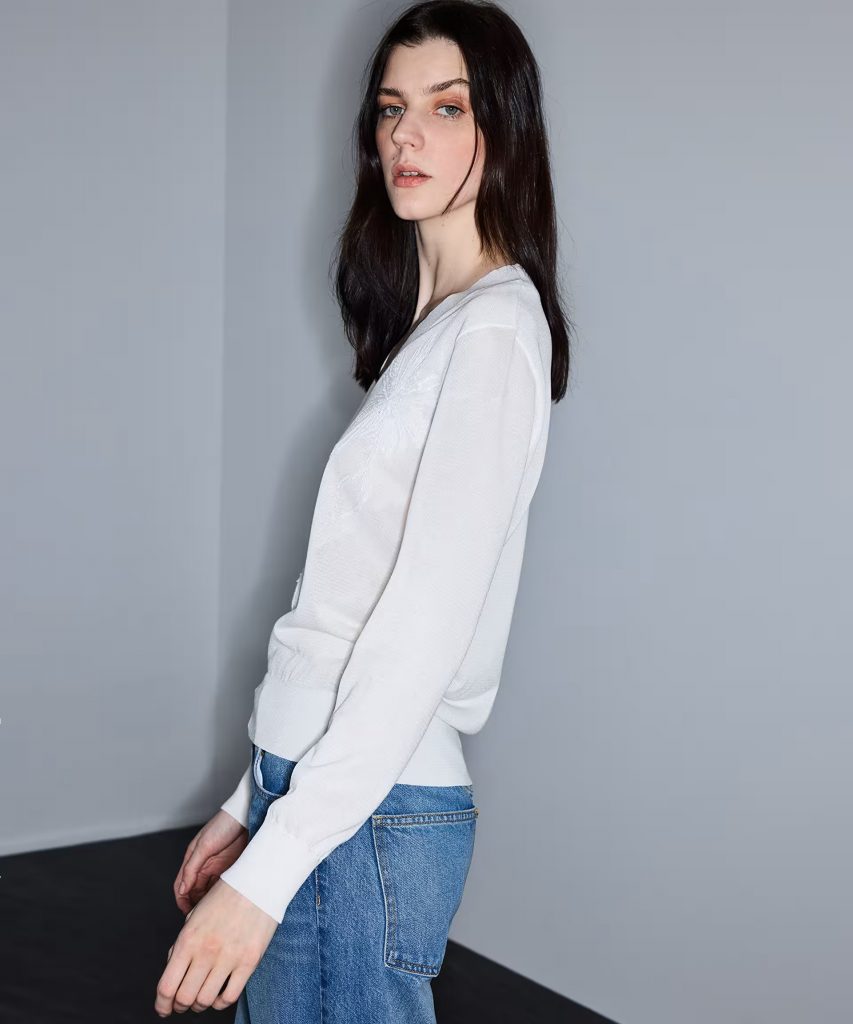 İPEKYOL Çiçek motifli triko IS1260050072 - EKRU