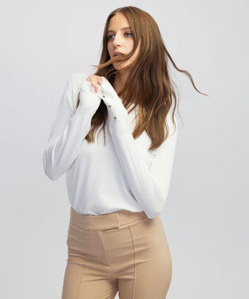 İPEKYOL Kontrast düğmeli triko IW6250050049