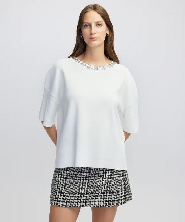 İPEKYOL Strass taş aksesuarlı oversize triko IW6250050063