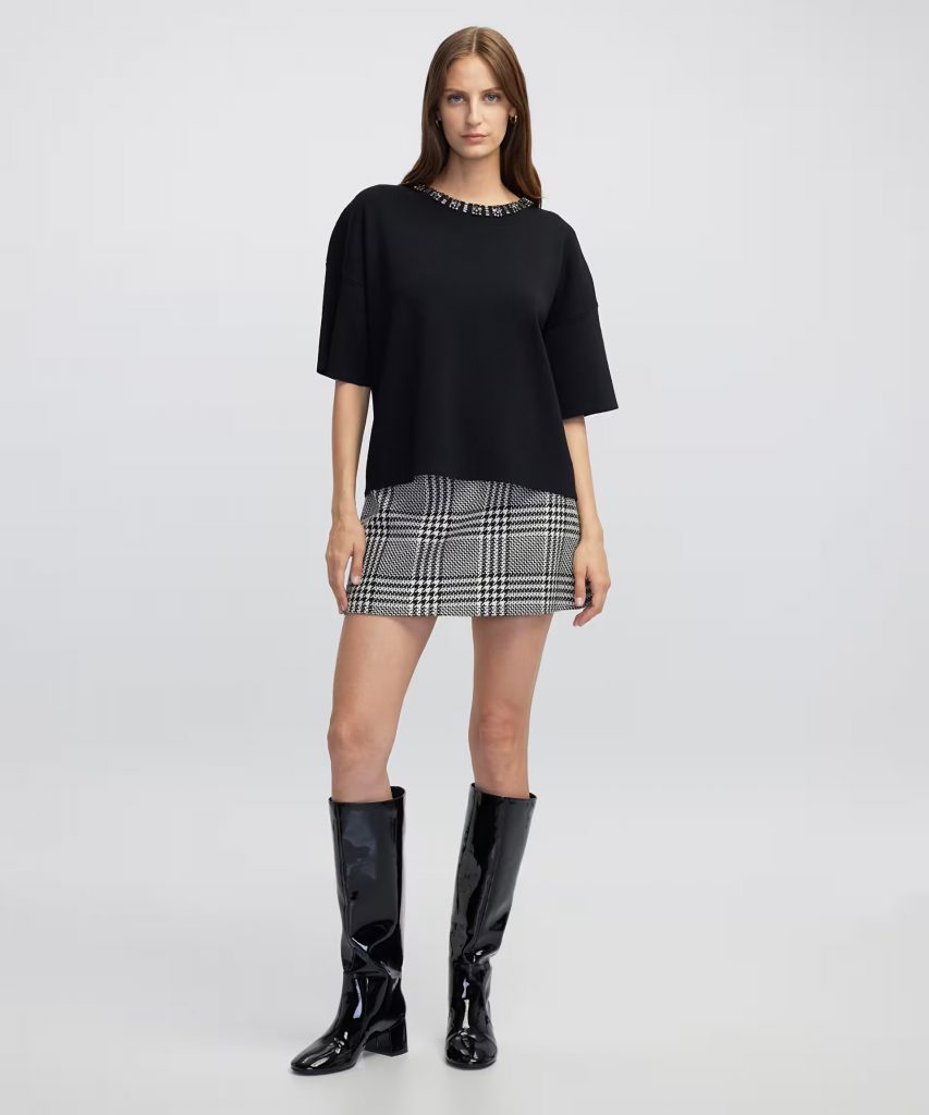 İPEKYOL Strass taş aksesuarlı oversize triko IW6250050063 - Siyah