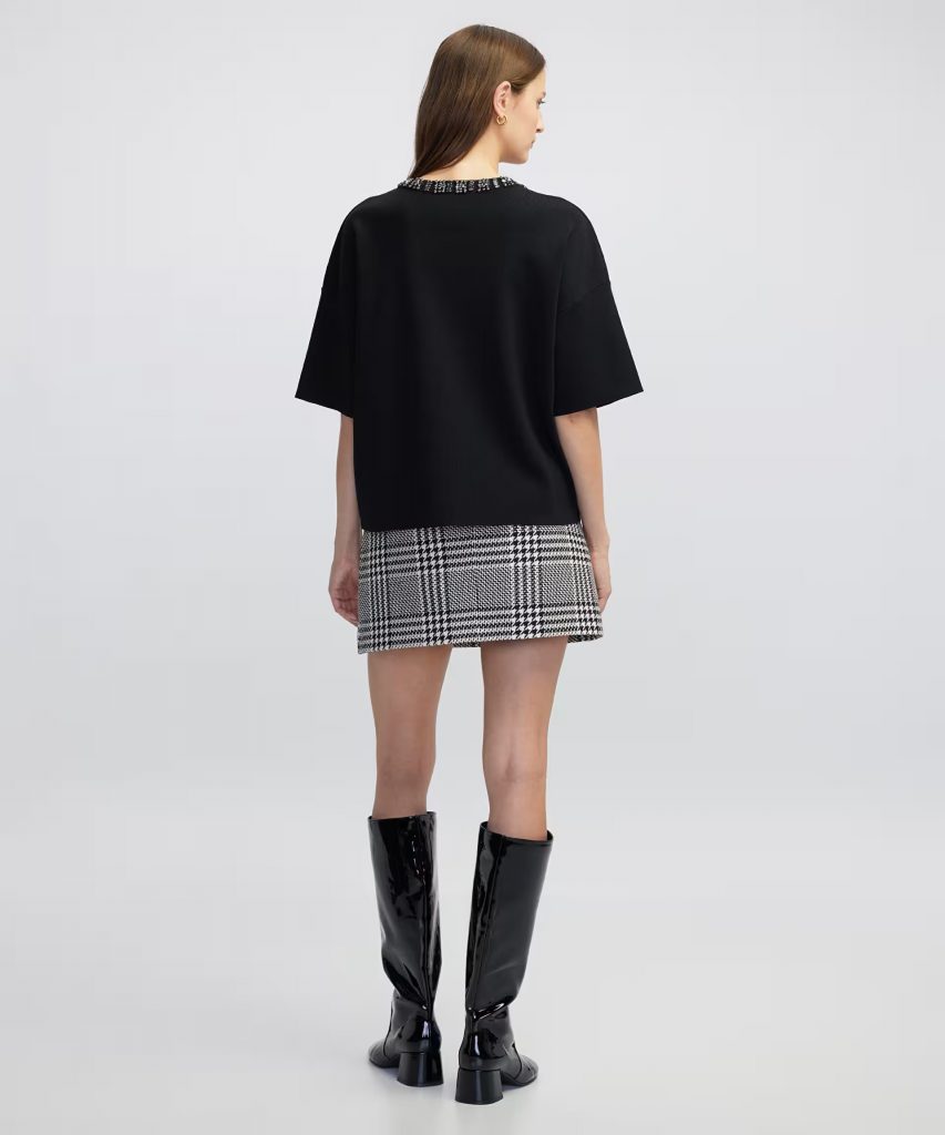 İPEKYOL Strass taş aksesuarlı oversize triko IW6250050063 - Siyah