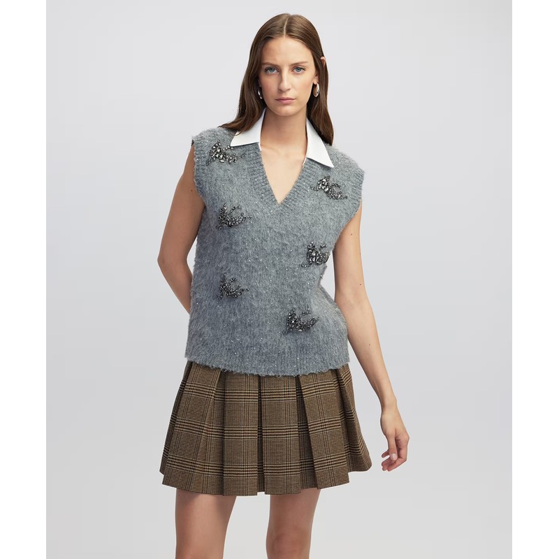 İPEKYOL Kontrast Yakalı İşlemeli Kadın Süveter IW6250050075