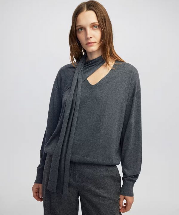 İPEKYOL Atkılı V yaka triko IW6250050079