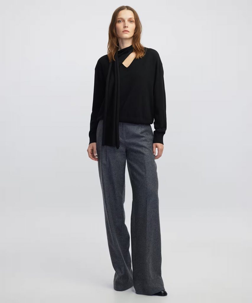 İPEKYOL Atkılı V yaka triko IW6250050079 - Siyah