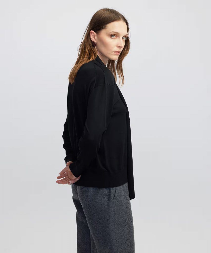 İPEKYOL Atkılı V yaka triko IW6250050079 - Siyah