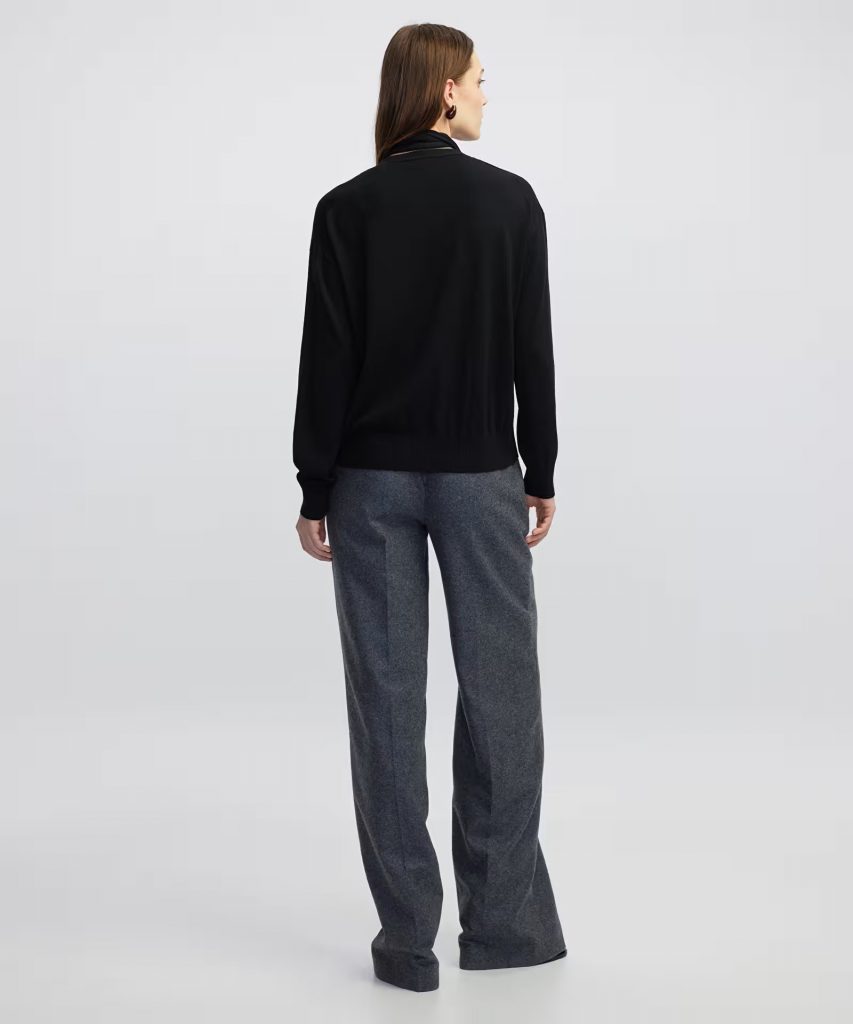 İPEKYOL Atkılı V yaka triko IW6250050079 - Siyah