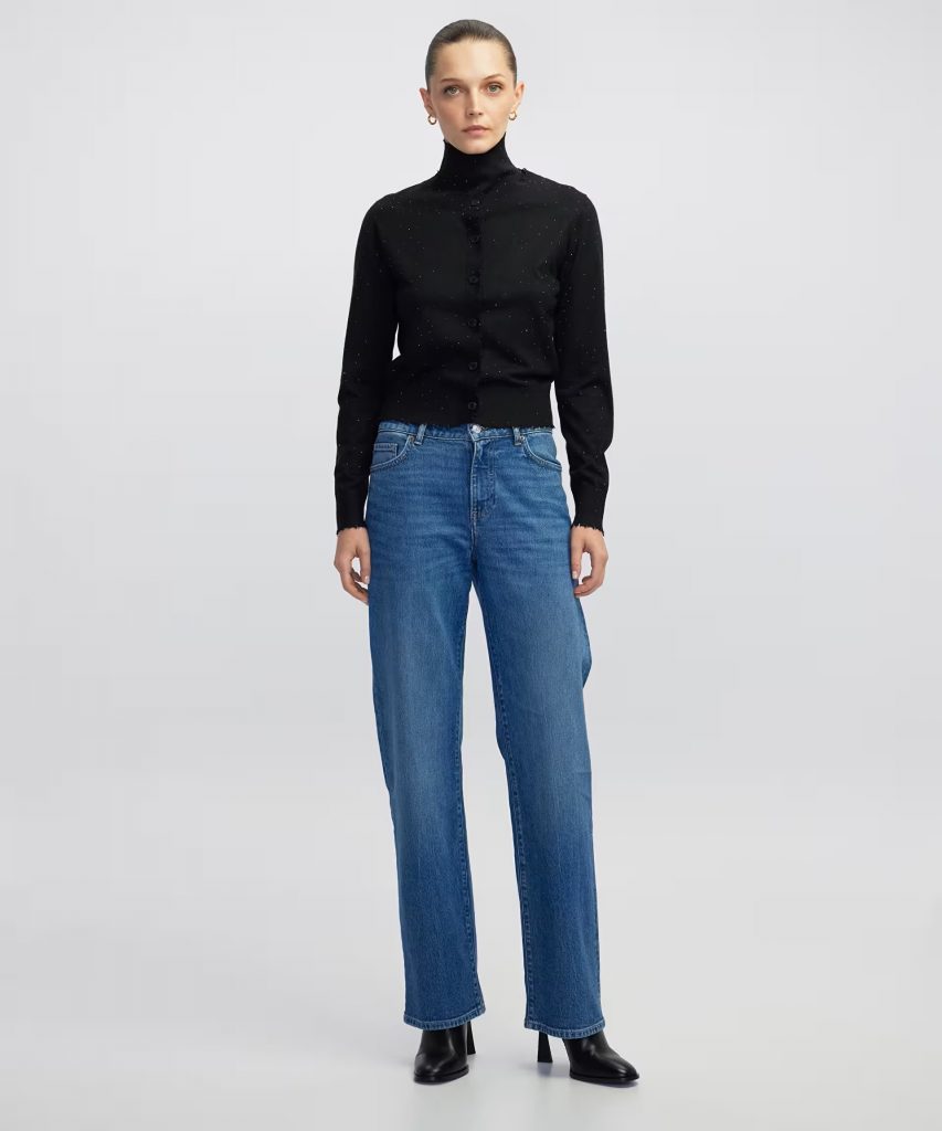 İPEKYOL Hotfix baskılı raw edge hırka IW6250050097