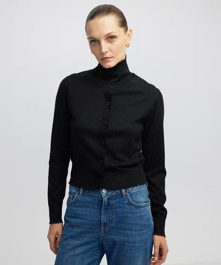 İPEKYOL Hotfix baskılı raw edge hırka IW6250050097