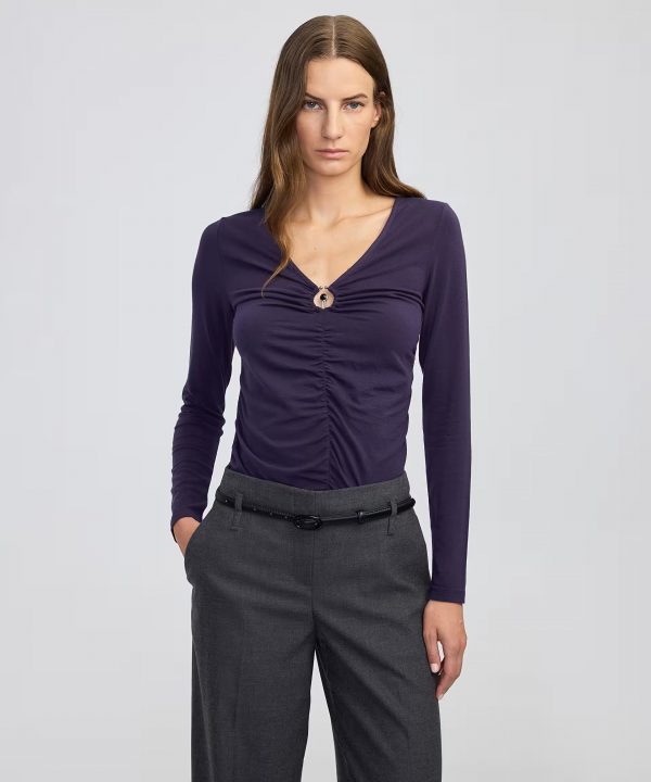 İPEKYOL Metal aksesuarlı büzgülü Bluz IW6250070113