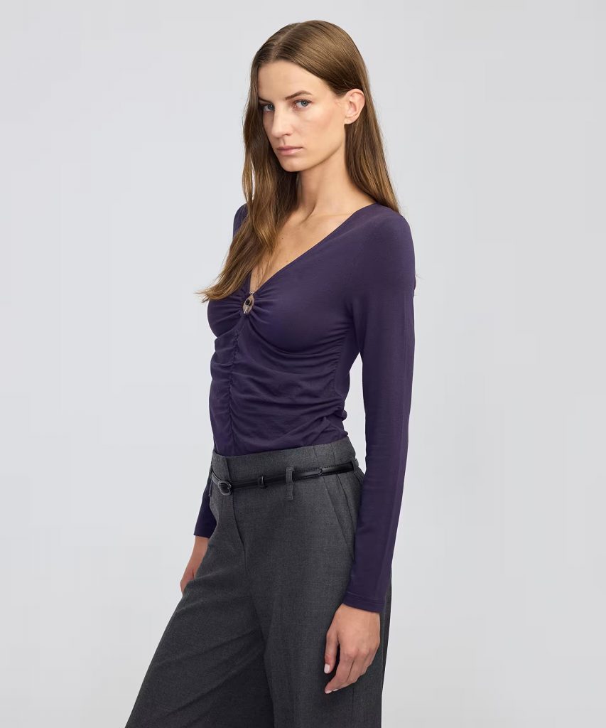 İPEKYOL Metal aksesuarlı büzgülü Bluz IW6250070113