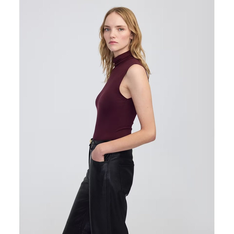 İPEKYOL Yüksek Yaka Kadın Basic T-shirt IW6250070128 - bordo