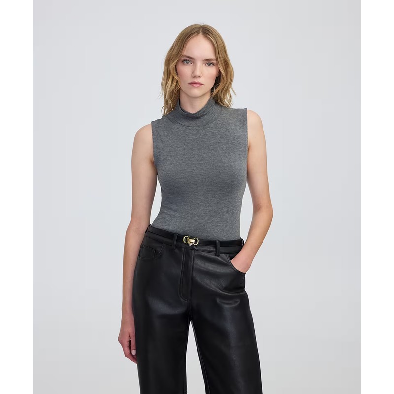 İPEKYOL Yüksek Yaka Kadın Basic T-shirt IW6250070128 - ANTRASİT