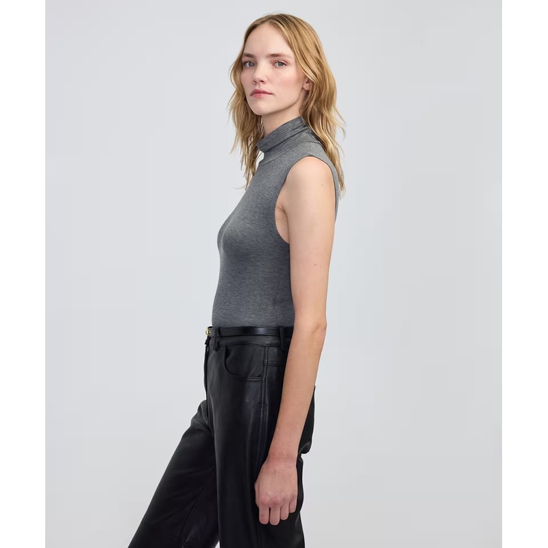 İPEKYOL Yüksek Yaka Kadın Basic T-shirt IW6250070128 - ANTRASİT