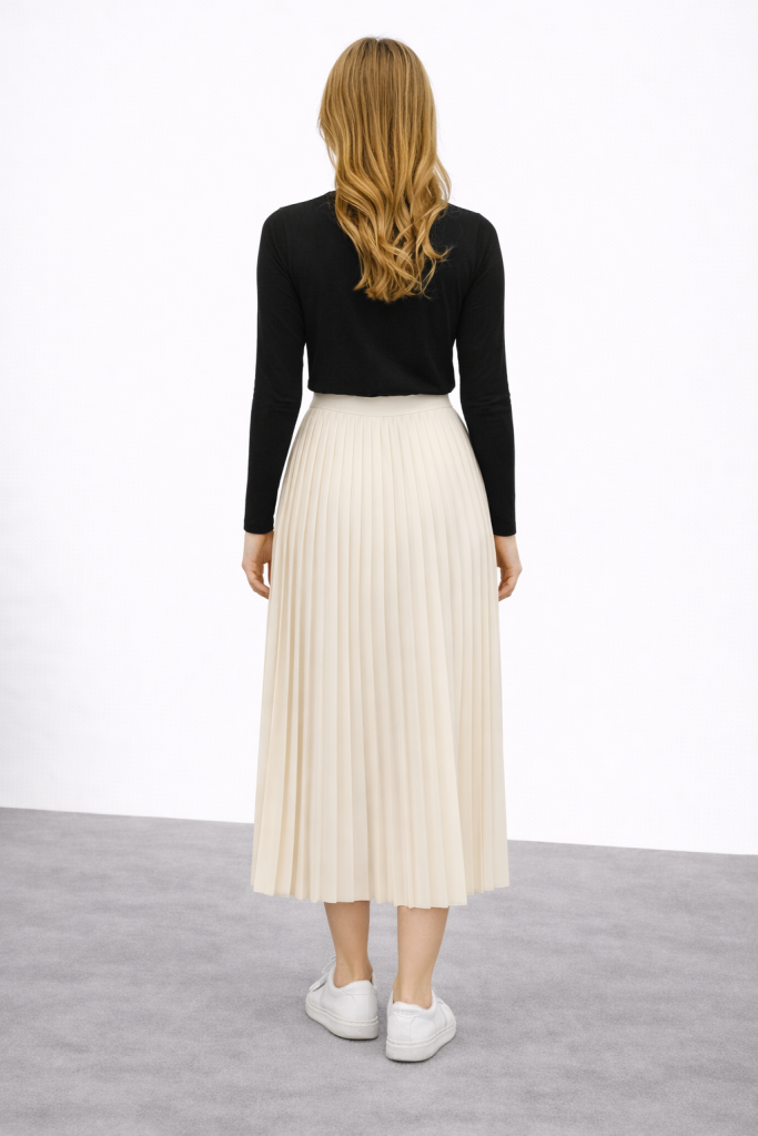 JUS DE POMMES Pileli Önden Düğme Detaylı Etek 35010 - EKRU